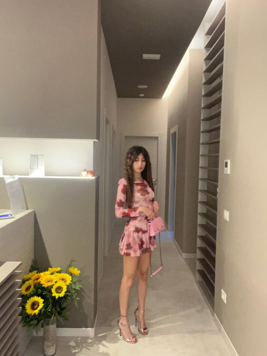 Mini abito Flora rosa