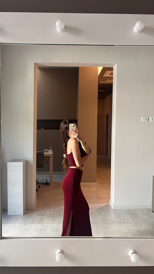 Completo ciliegia con gioiello