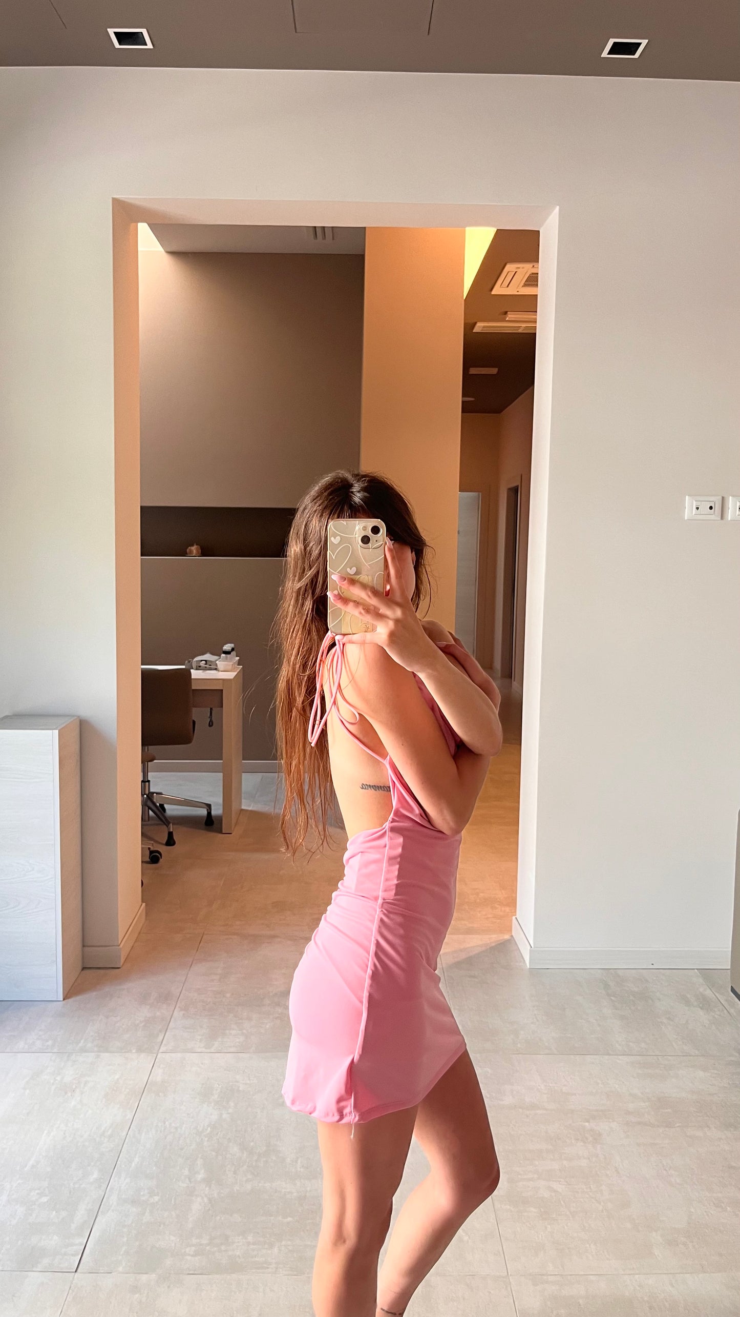Mini abito drappeggiato pink