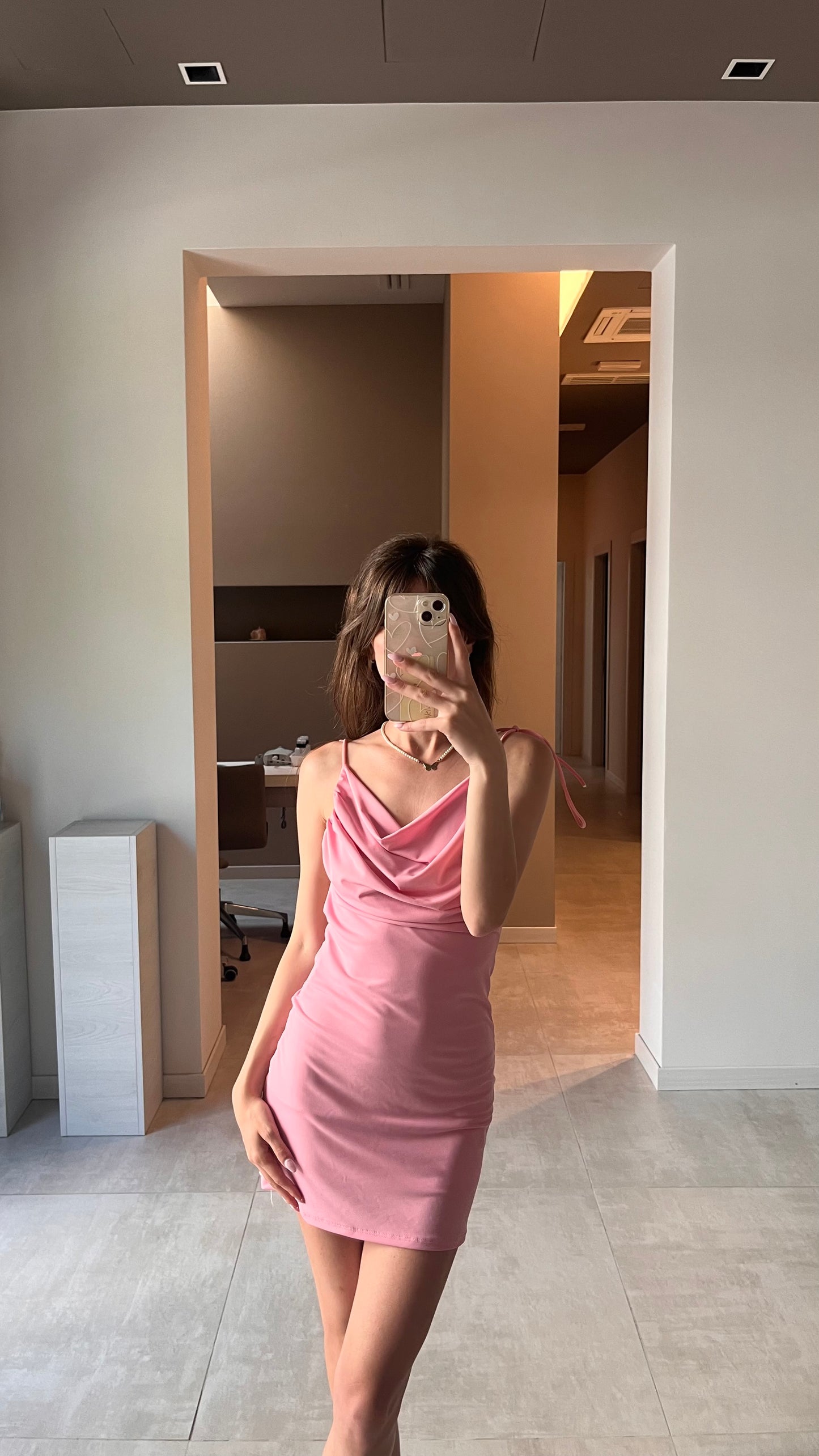 Mini abito drappeggiato pink