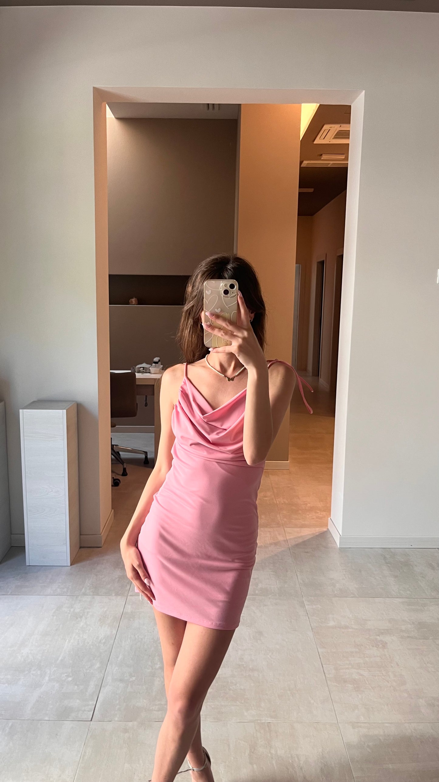 Mini abito drappeggiato pink