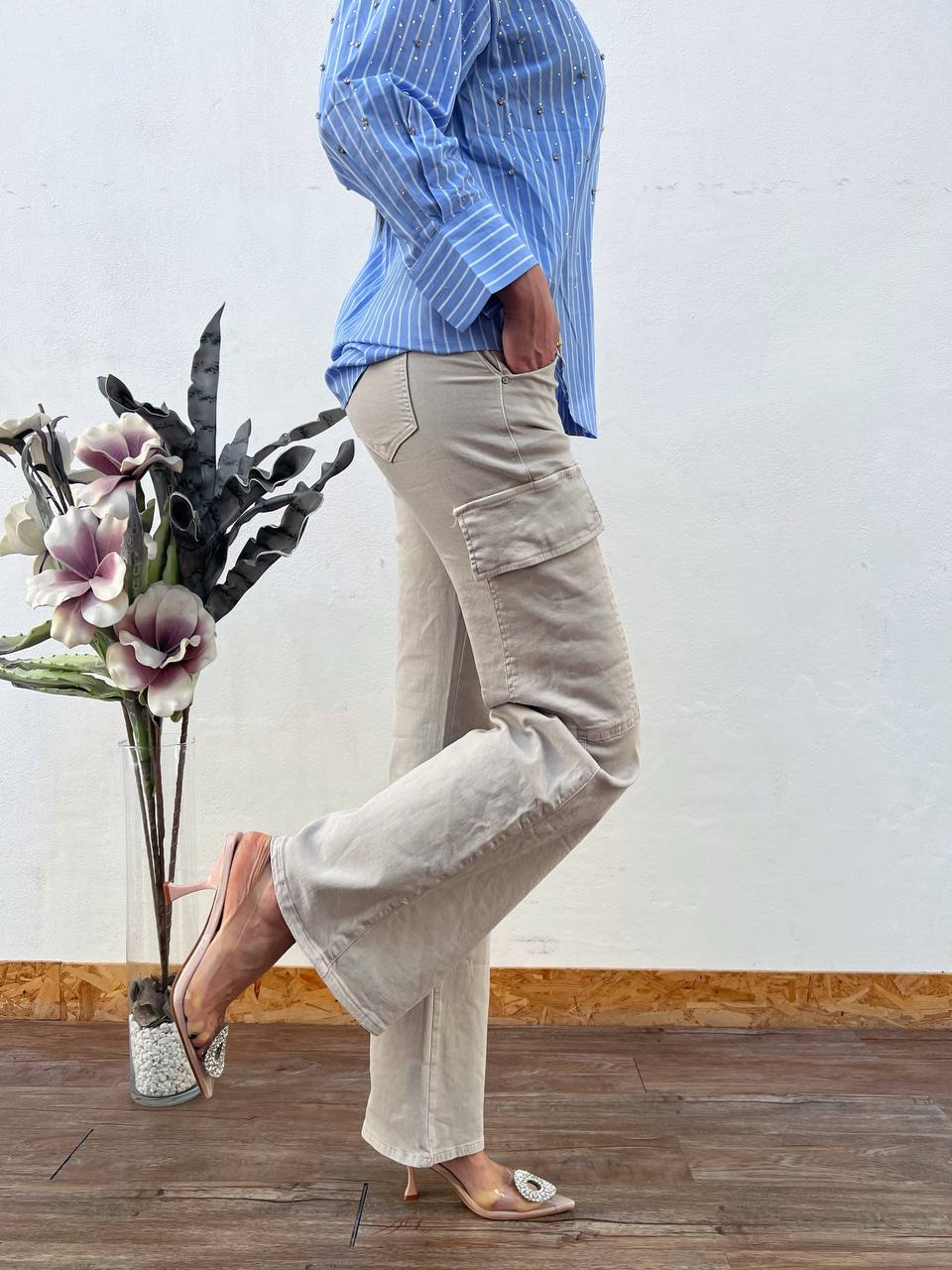 Pantaloni cargo beige